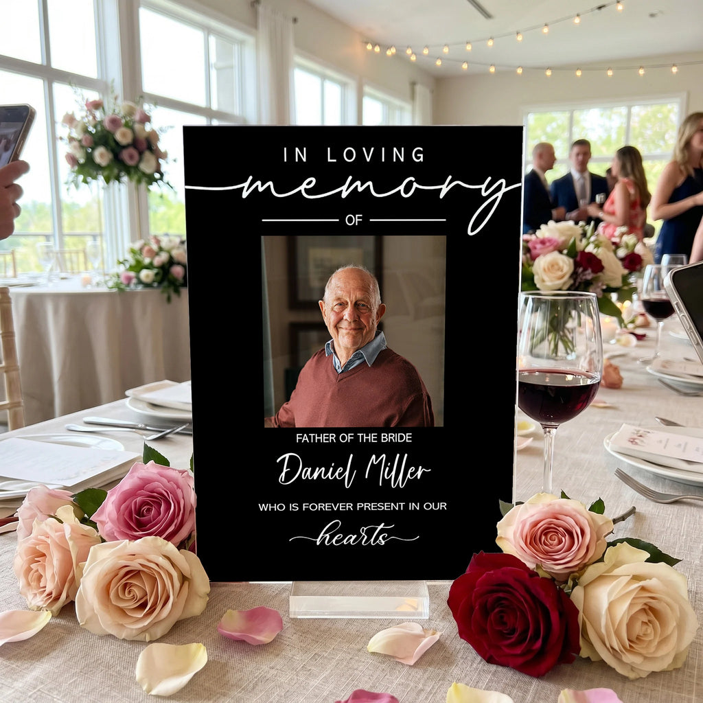 Custom Photo Reserved Memorial Wedding Decor - Personalized Acrylic Plaque