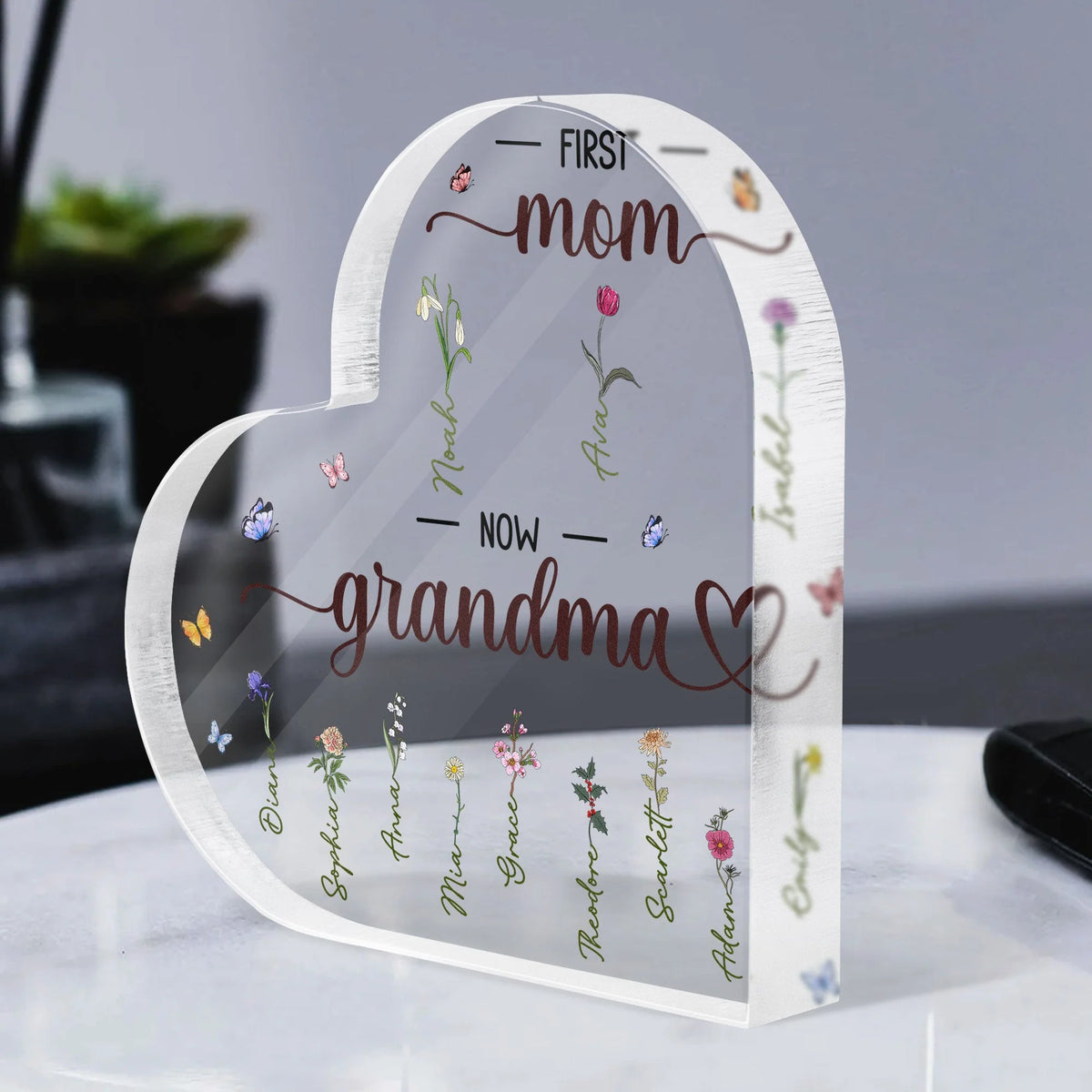 First Mom Now Grandma - Personalized Acrylic Plaque - Gift For Mom