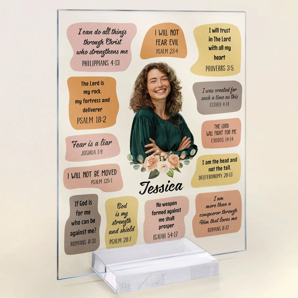 Christian Bible Verse Affirmations - Personalized Acrylic Photo Plaque - Gift For Daughter