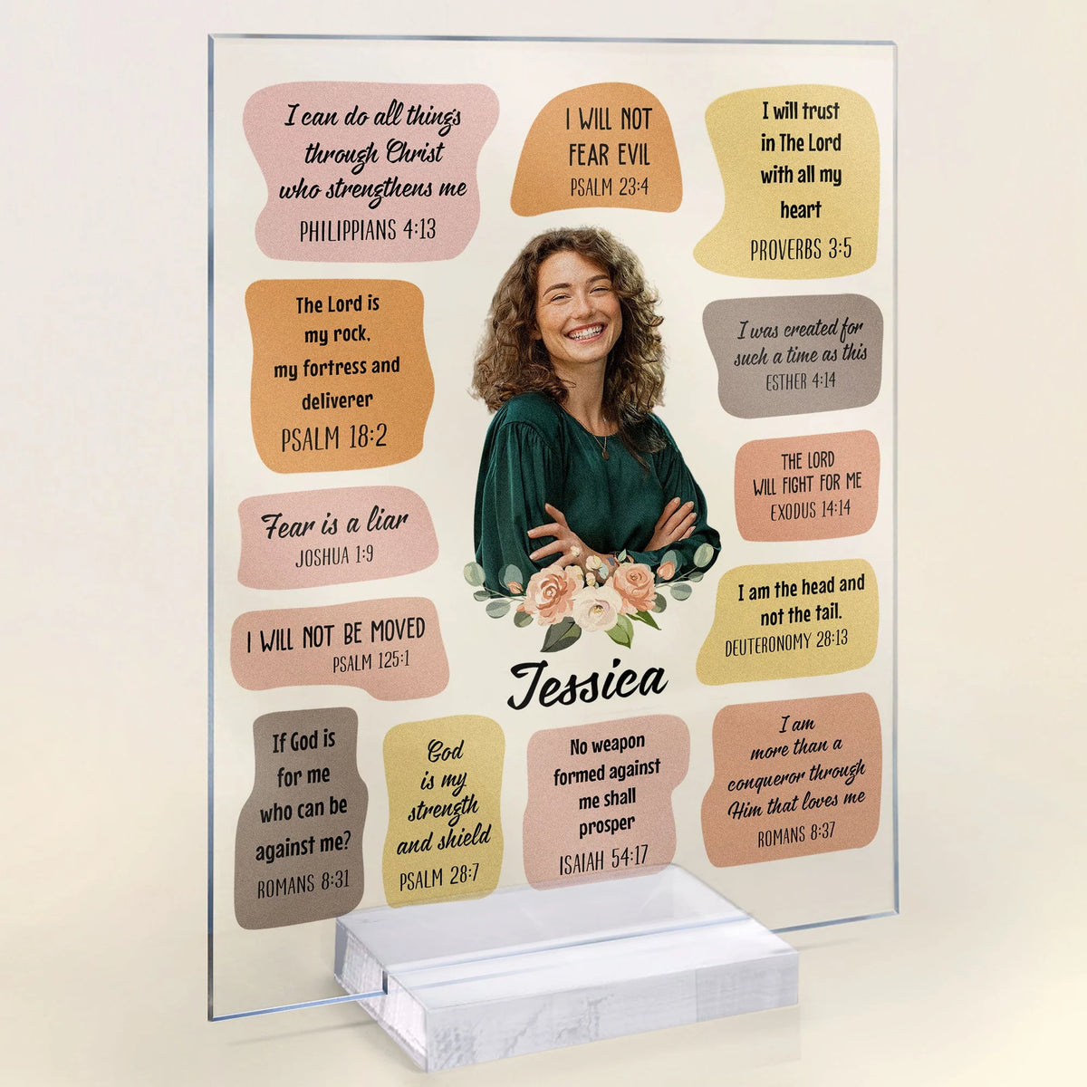 Christian Bible Verse Affirmations - Personalized Acrylic Photo Plaque - Gift For Daughter