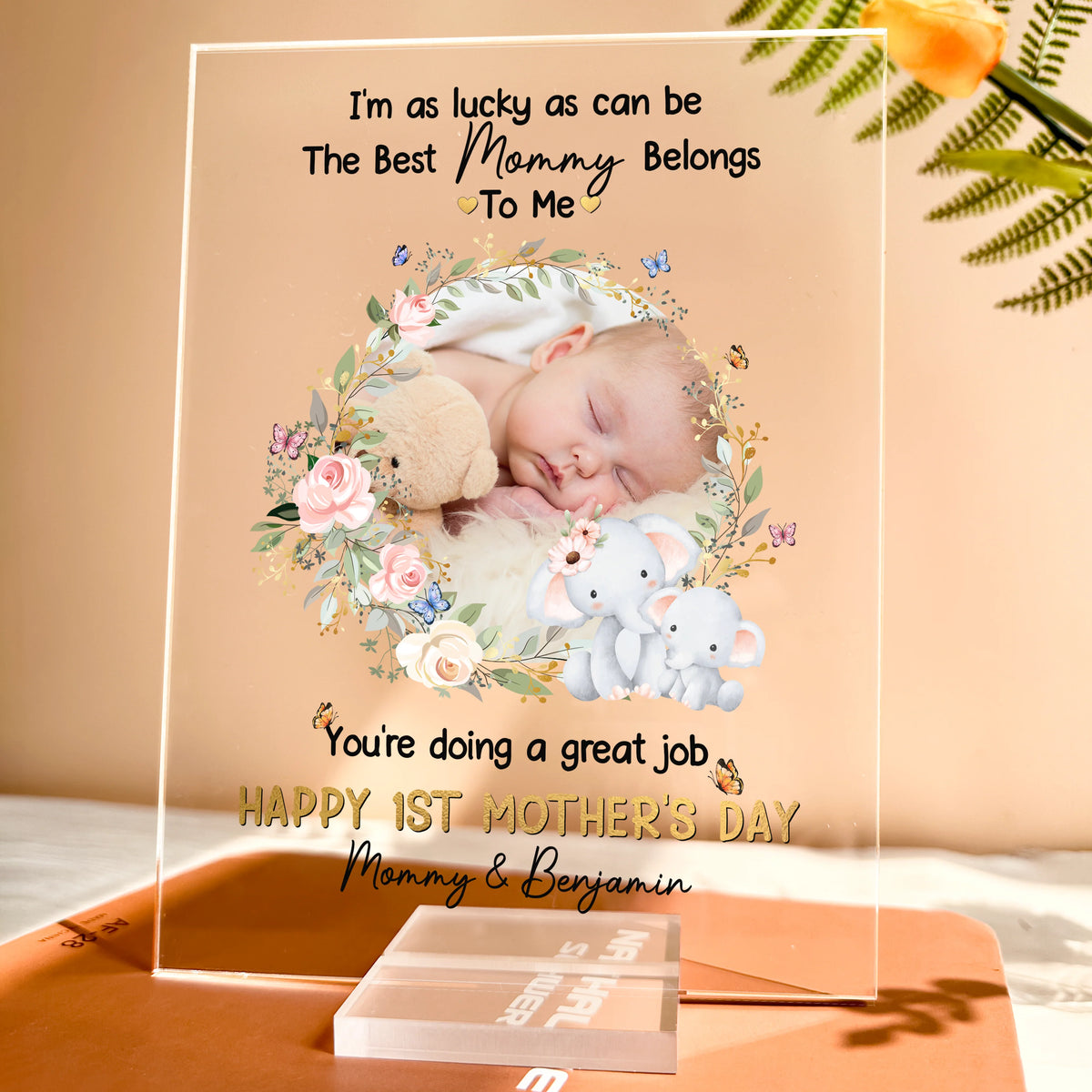 I'm As Lucky As Can Be The Best Mommy Belongs To Me - Personalized Acrylic Photo Plaque