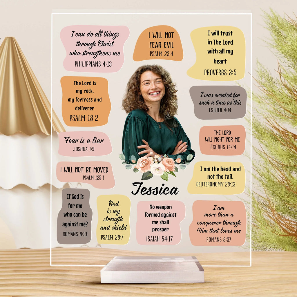 Christian Bible Verse Affirmations - Personalized Acrylic Photo Plaque - Gift For Daughter