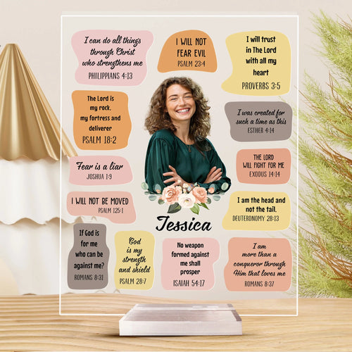 Christian Bible Verse Affirmations - Personalized Acrylic Photo Plaque - Gift For Daughter