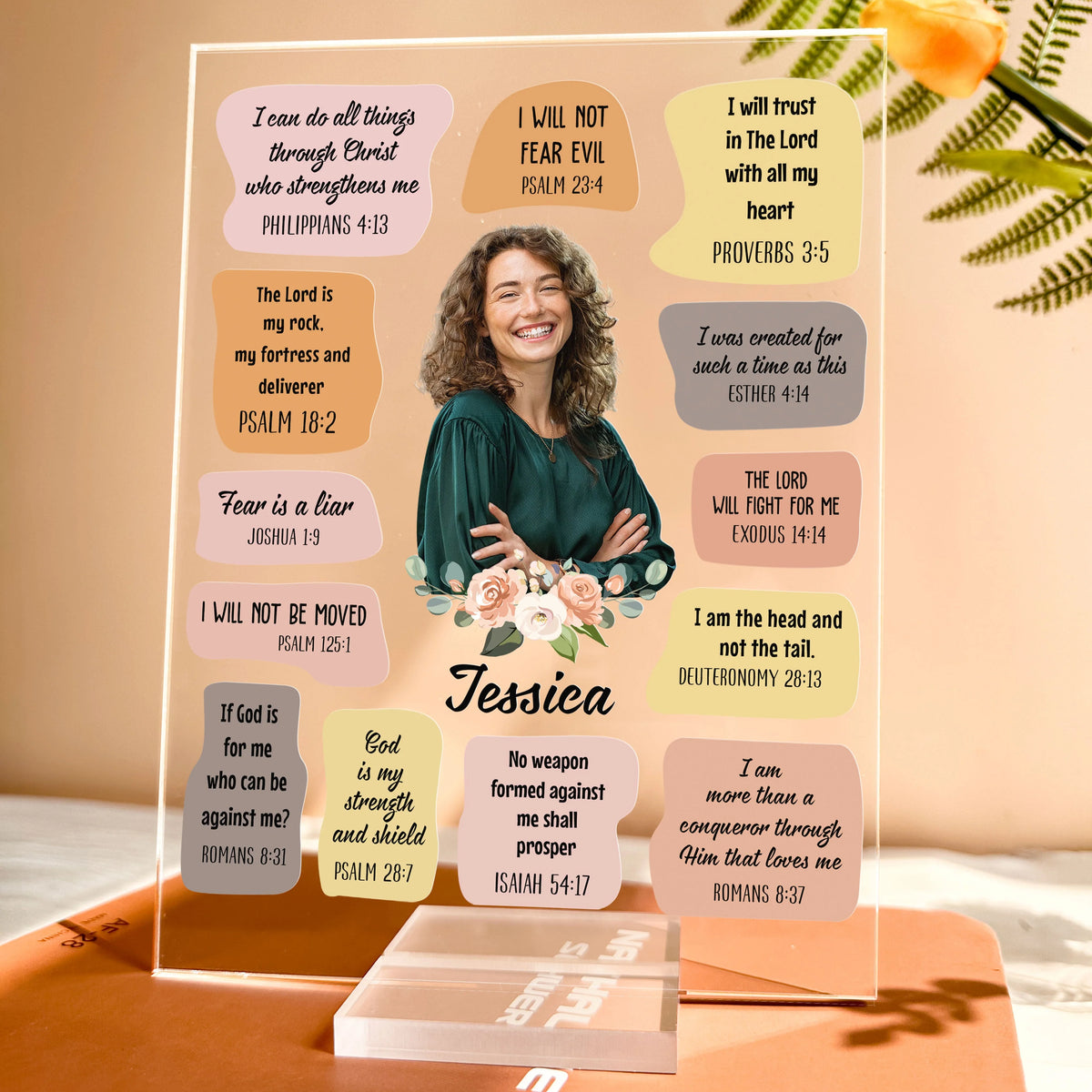 Christian Bible Verse Affirmations - Personalized Acrylic Photo Plaque - Gift For Daughter