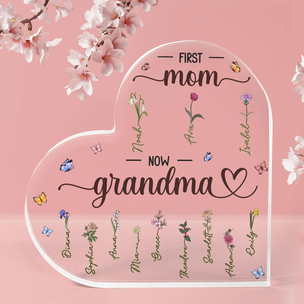 First Mom Now Grandma - Personalized Acrylic Plaque - Gift For Mom