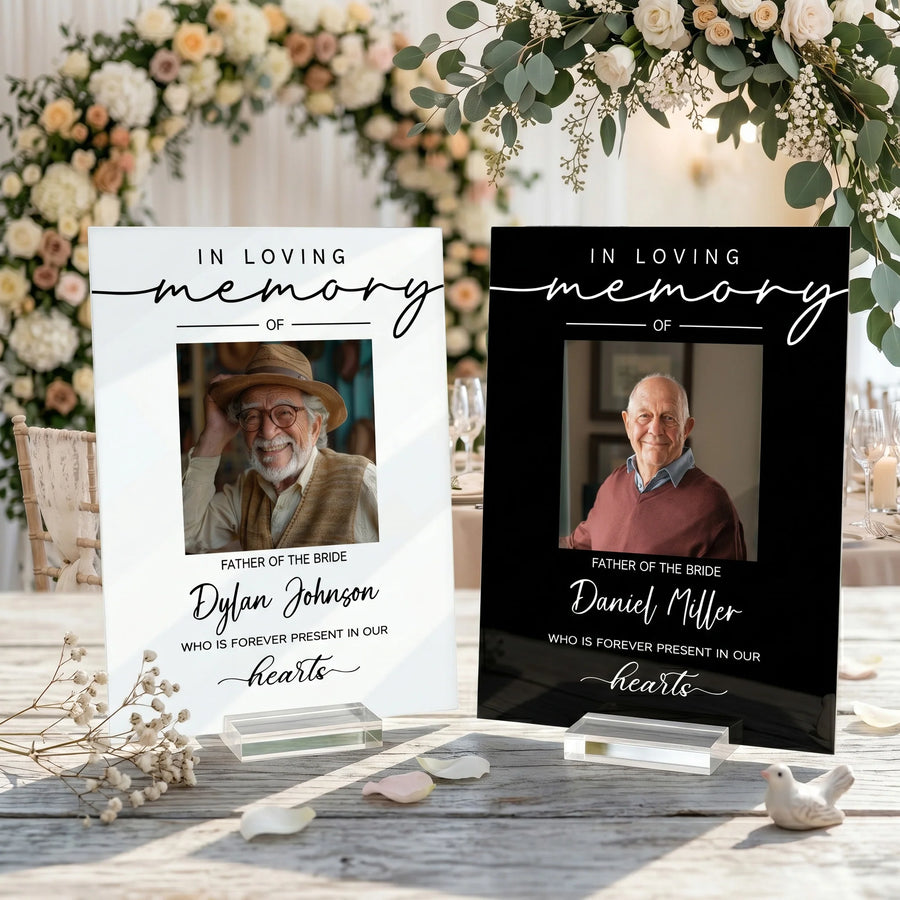 Custom Photo Reserved Memorial Wedding Decor - Personalized Acrylic Plaque
