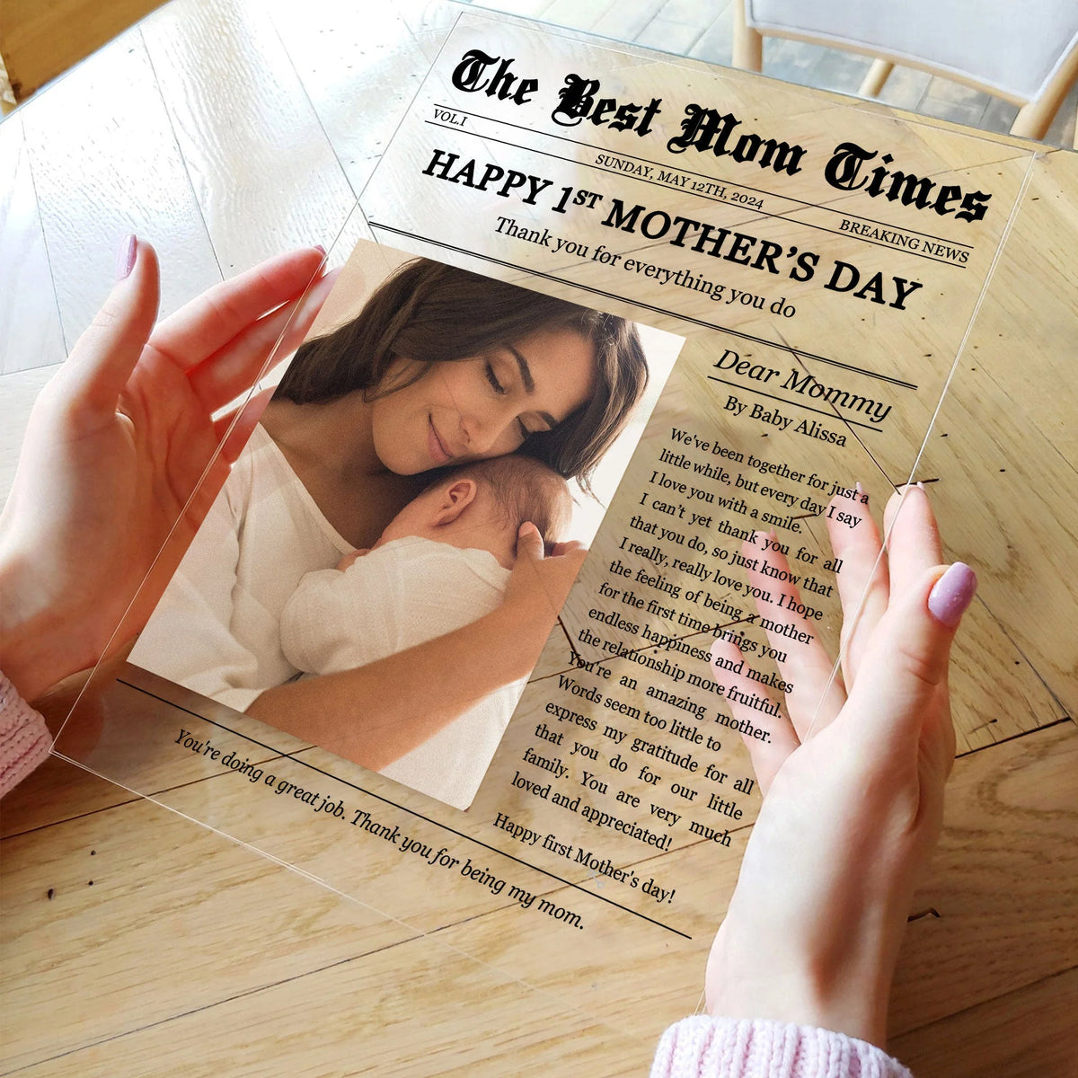 Happy 1st Mother's Day Thank You For Everything - Personalized Acrylic Photo Plaque