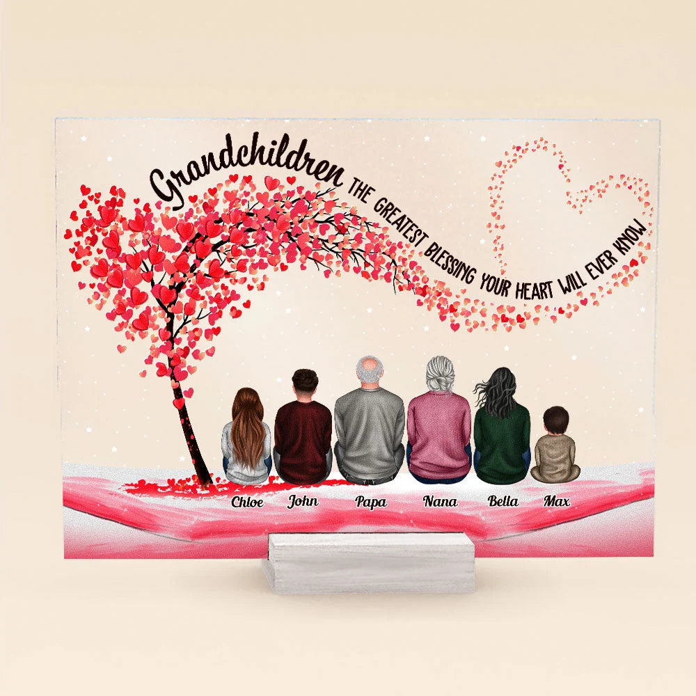 Grandchildren The Greatest Blessing Your Heart Will Ever Know - Personalized Acrylic Plaque - Christmas Gift For Grandparents, Nana, Papa
